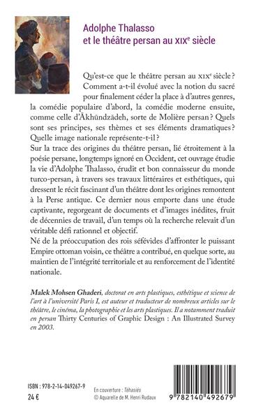 Adolphe Thalasso et le théâtre persan au XIXe siècle, Poétique et esthétique (9782140492679-back-cover)