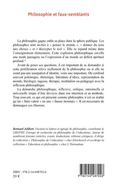 Philosophie et faux-semblants (9782140487026-back-cover)
