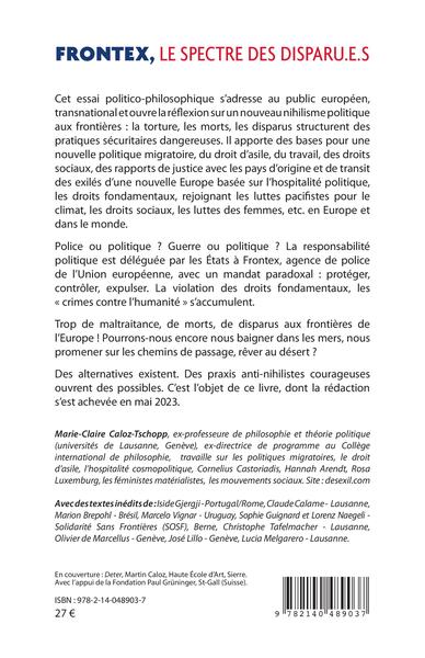 Frontex, le spectre des disparu.e.s, Nihilisme politique aux frontières (9782140489037-back-cover)