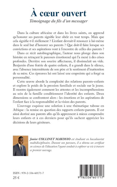À cœur ouvert, Témoignage du fils d’un messager (9782336601717-back-cover)