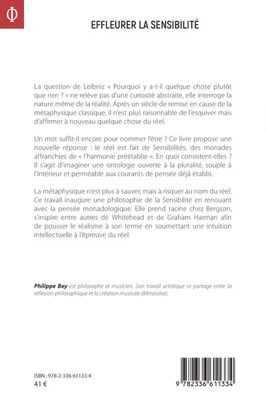 Effleurer la sensibilité, Vers une nouvelle monadologie (9782336611334-back-cover)