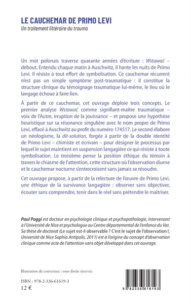 Le cauchemar de Primo Levi, Un traitement littéraire du trauma (9782336616193-back-cover)