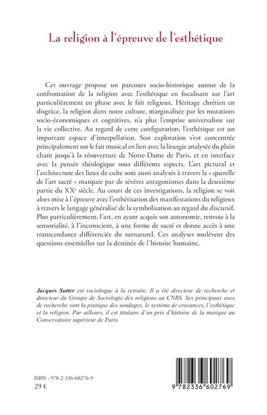 La religion à l’épreuve de l’esthétique (9782336602769-back-cover)