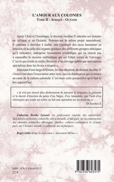 L’amour aux colonies, Tome II : Afrique - Océanie (9782336603575-back-cover)