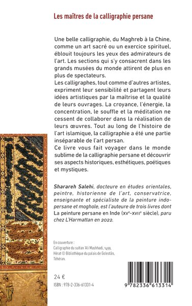Les maîtres de la calligraphie persane (9782336613314-back-cover)