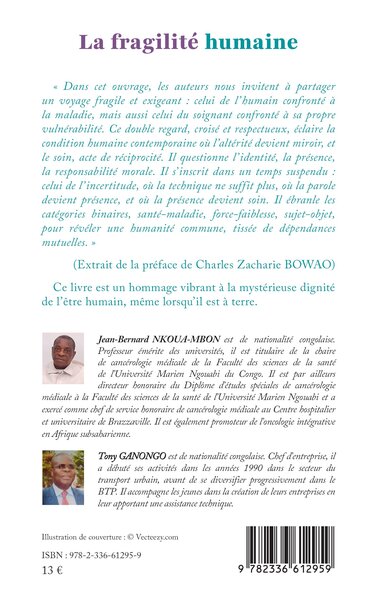 La fragilité humaine, Regards croisés du soignant et du soigné (9782336612959-back-cover)