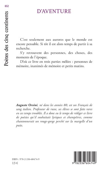 D’AVENTURE, Poésies lyriques et champêtres (9782336604749-back-cover)