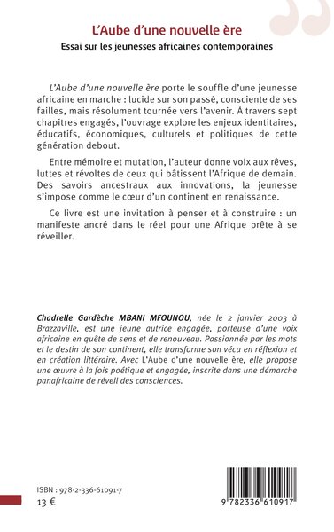 L’Aube d’une nouvelle ère, Essai sur les jeunesses africaines contemporaines (9782336610917-back-cover)