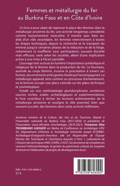 Femmes et métallurgie du fer au Burkina Faso et en Côte d’Ivoire (9782336606002-back-cover)