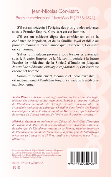 Jean-Nicolas Corvisart, Premier médecin de Napoléon Ier, (1755-1821) (9782336602585-back-cover)
