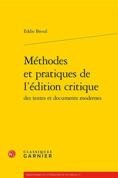 Méthodes et pratiques de l'édition critique (9782406086376-front-cover)