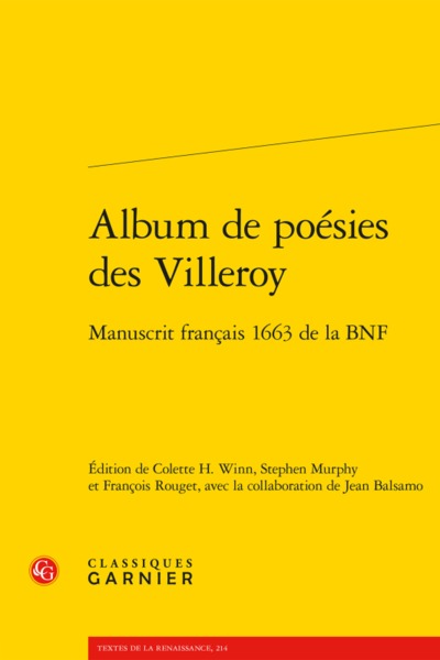 Album de poésies des Villeroy, Manuscrit français 1663 de la BNF (9782406072676-front-cover)
