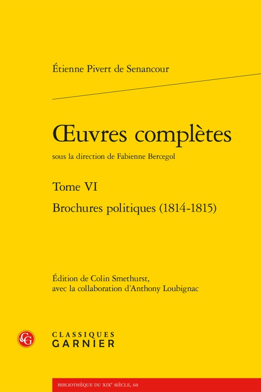 oeuvres complètes, Brochures politiques (1814-1815) (9782406064985-front-cover)