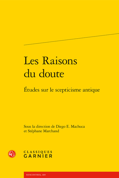 Les Raisons du doute, Études sur le scepticisme antique (9782406077350-front-cover)