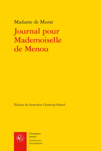 Journal pour Mademoiselle de Menou (9782406066101-front-cover)