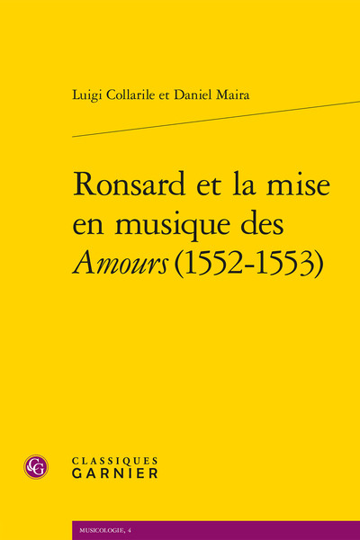 Ronsard et la mise en musique des Amours (1552-1553) (9782406056997-front-cover)