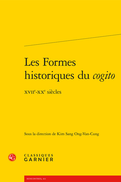Les Formes historiques du cogito, XVIIe-XXe siècles (9782406085225-front-cover)