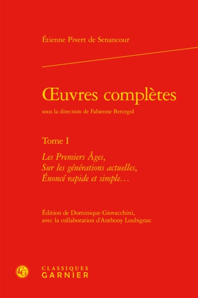 oeuvres complètes, Les Premiers Âges, Sur les générations actuelles, Énoncé rapide et simple... (9782406064961-front-cover)