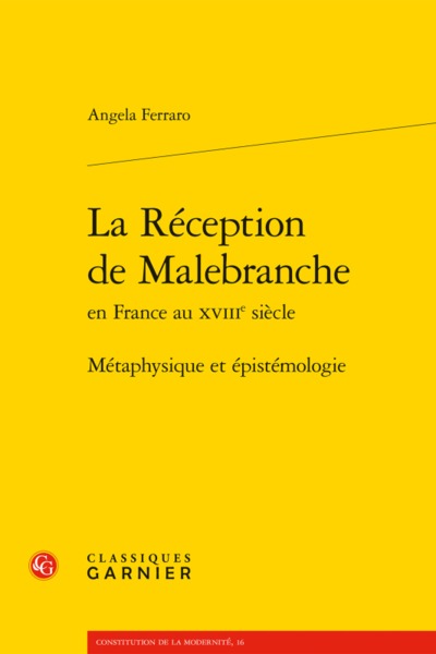 La Réception de Malebranche, Métaphysique et épistémologie (9782406088325-front-cover)
