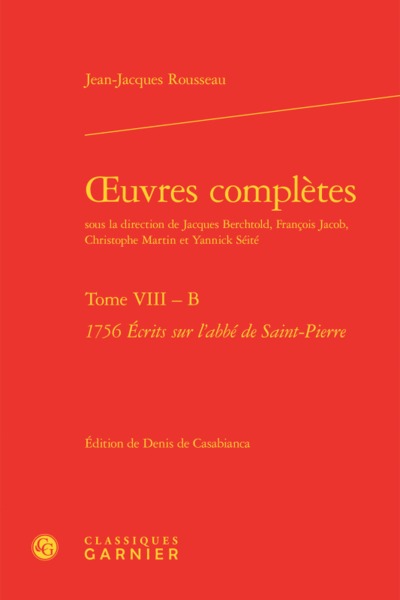 oeuvres complètes, 1756 Écrits sur l'abbé de Saint-Pierre (9782406079194-front-cover)