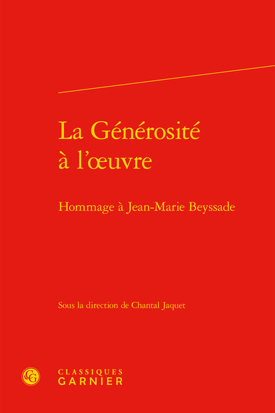 La Générosité à l'oeuvre, Hommage à Jean-Marie Beyssade (9782406082200-front-cover)