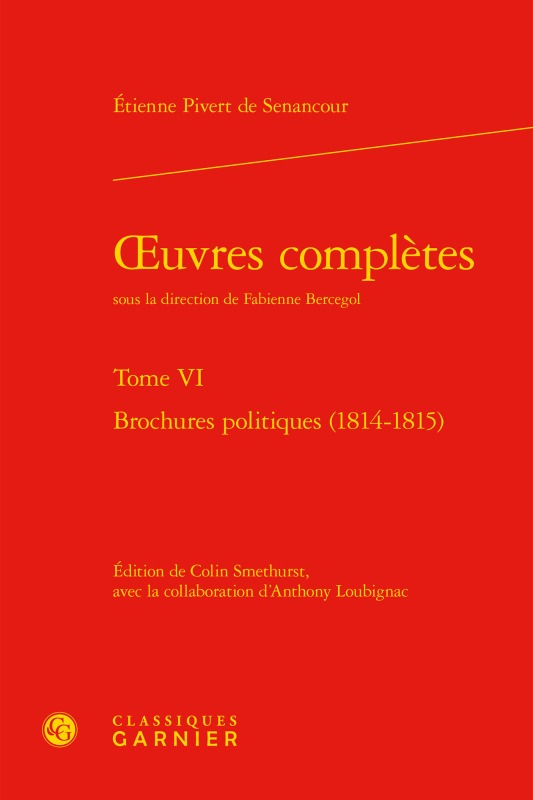 oeuvres complètes, Brochures politiques (1814-1815) (9782406064992-front-cover)