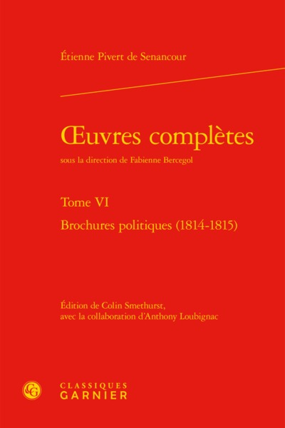 oeuvres complètes, Brochures politiques (1814-1815) (9782406064992-front-cover)