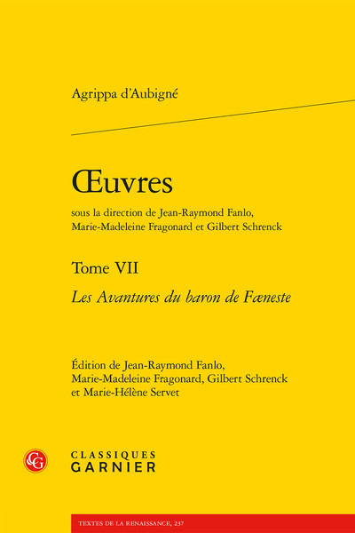oeuvres, Les Avantures du baron de Fæneste (9782406097303-front-cover)