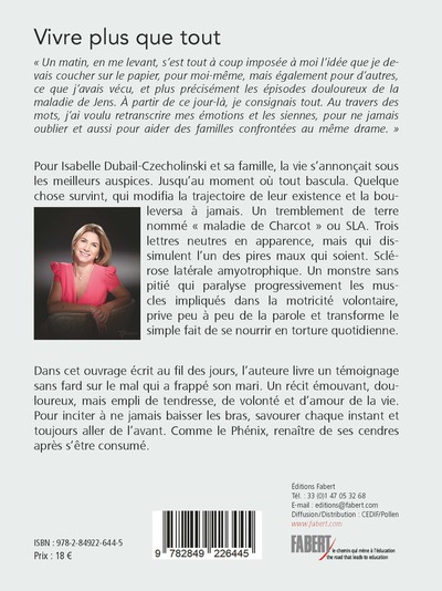 Vivre plus que tout, Une famille face à la madie de Charcot (9782849226445-back-cover)