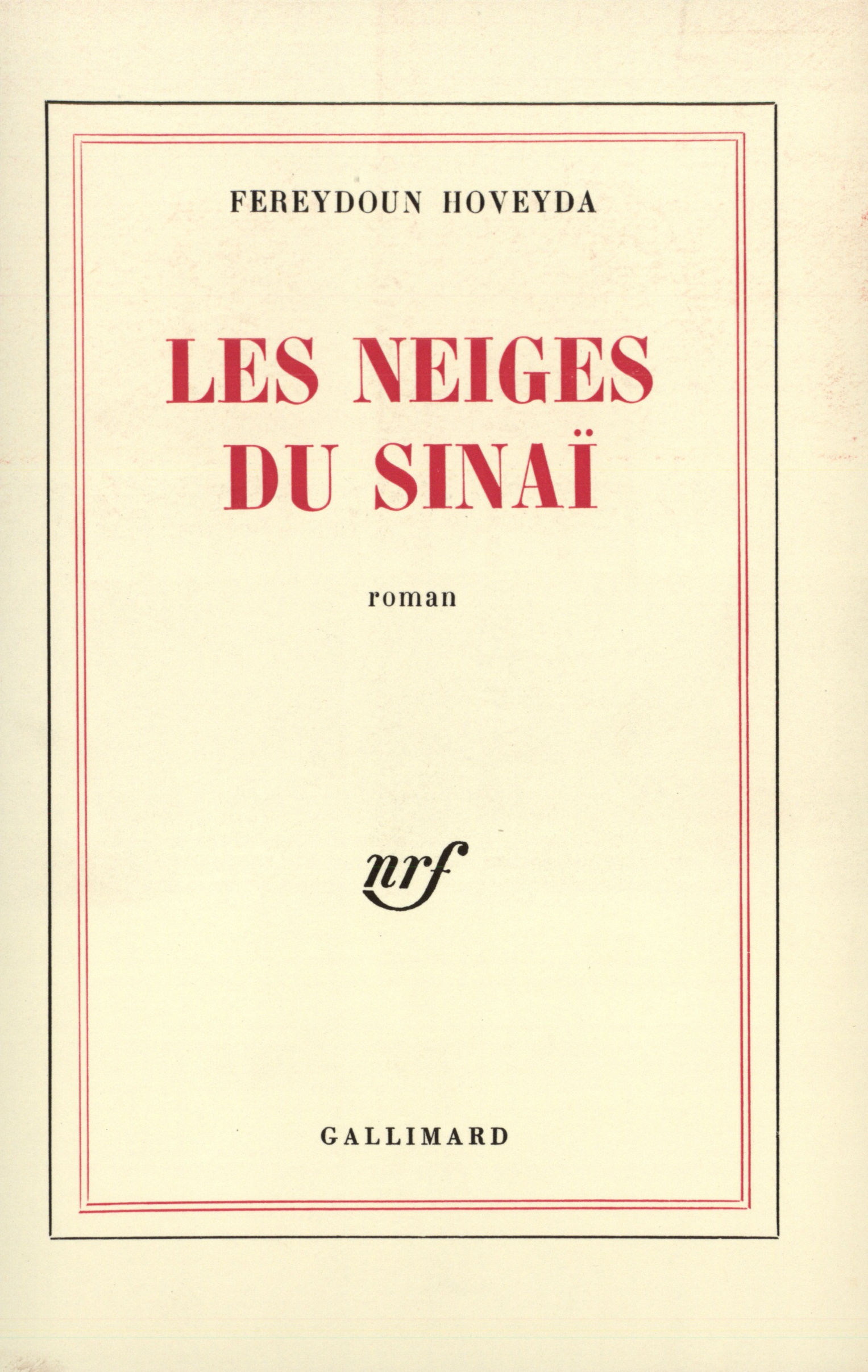 Les Neiges du Sinaï (9782070285372-front-cover)