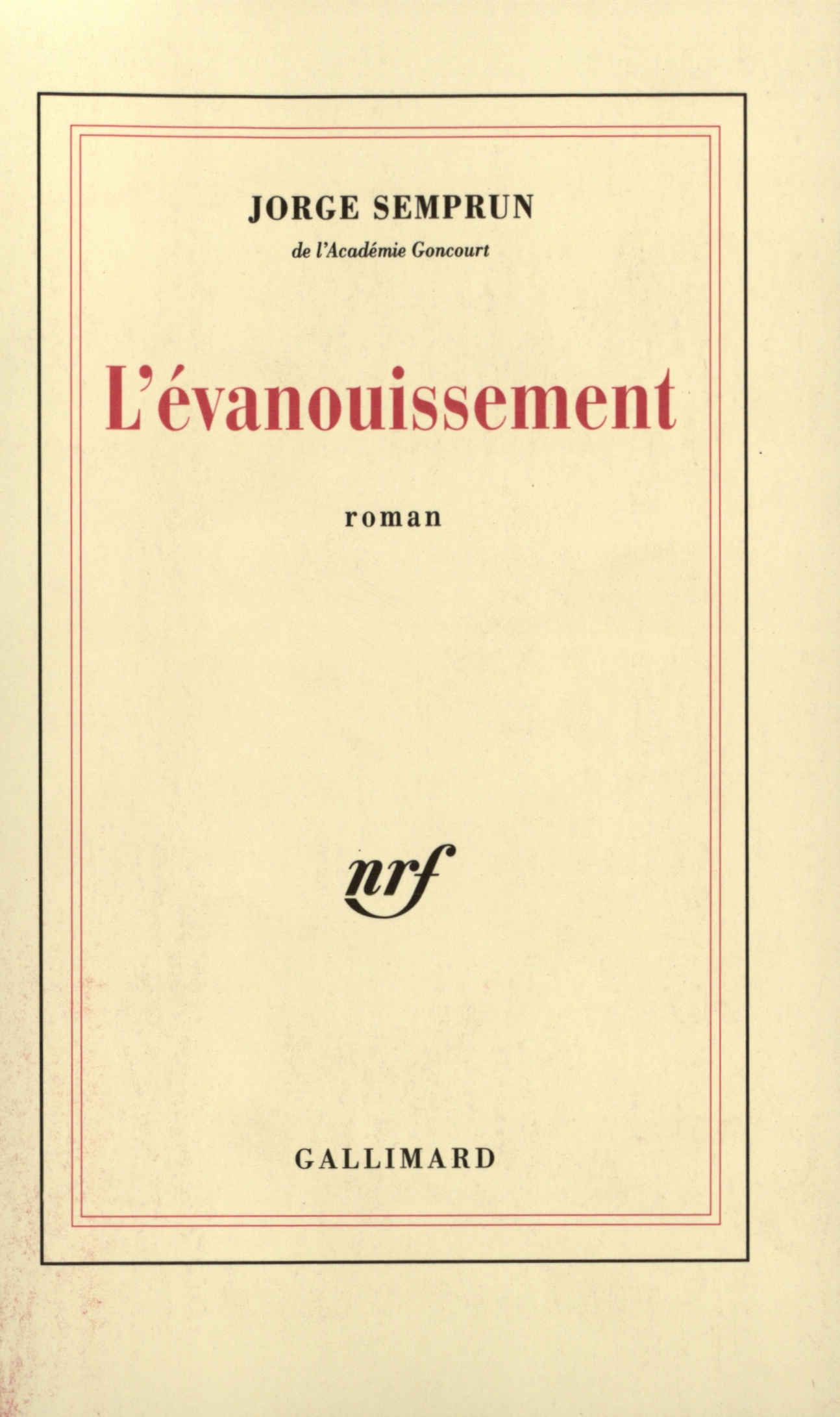 L'évanouissement (9782070258734-front-cover)