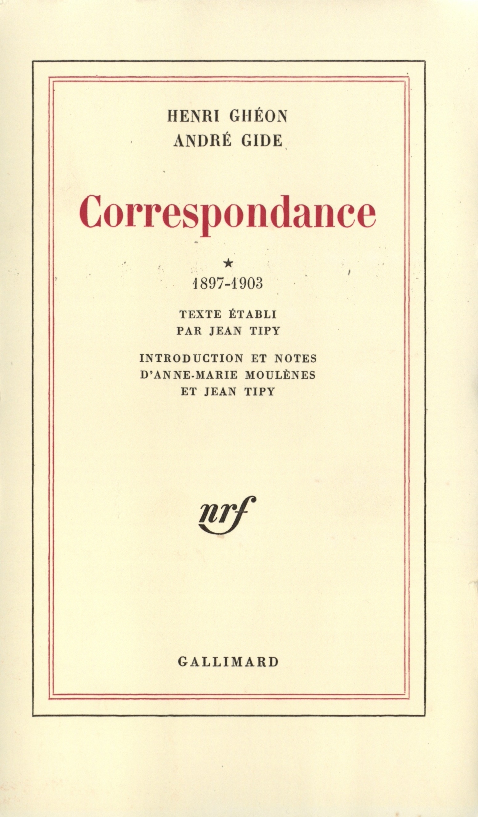 Correspondance I et II, (1897-1944) (9782070293940-front-cover)