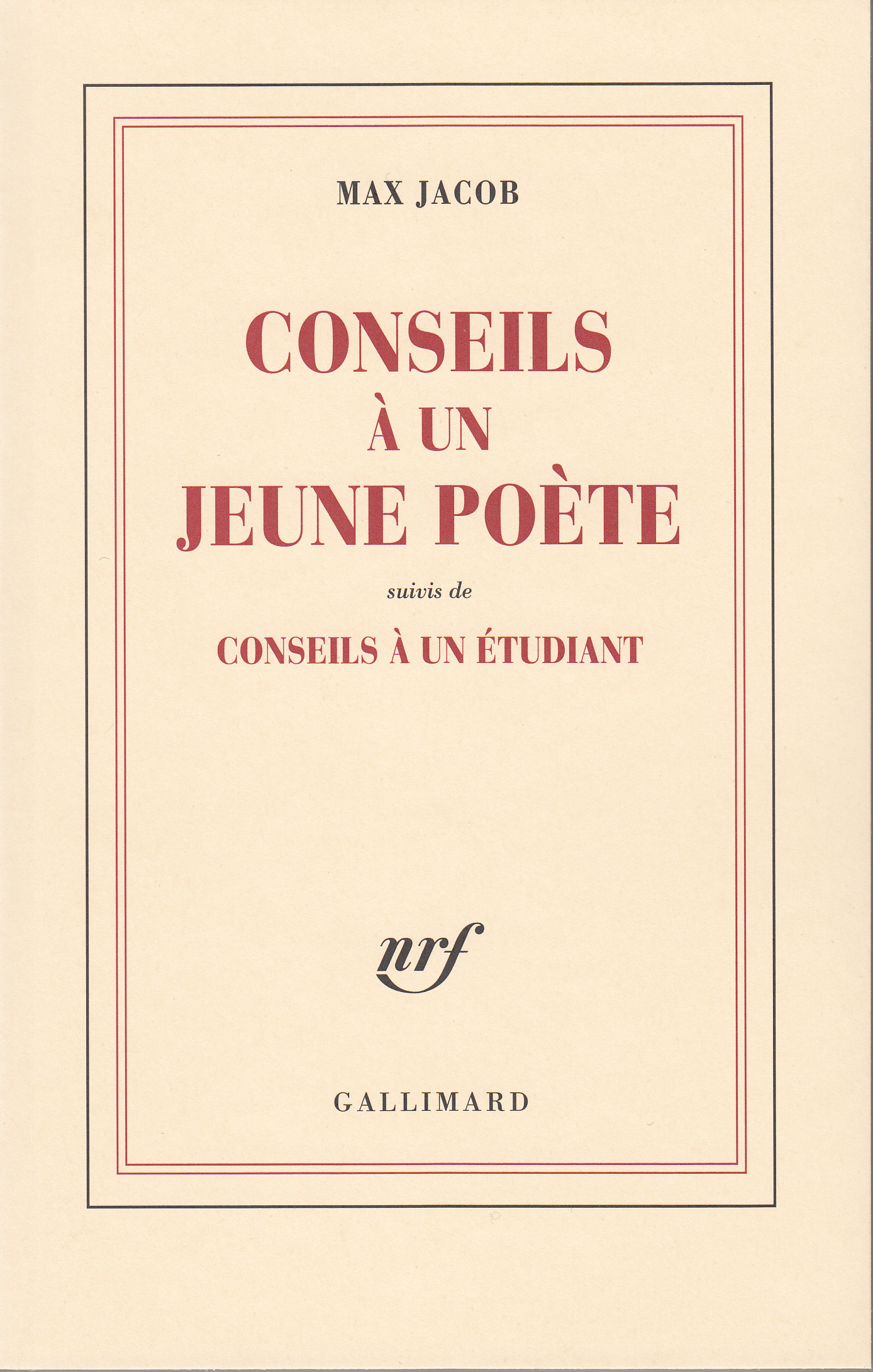 Conseils à un jeune poète / Conseils à un étudiant (9782070233441-front-cover)