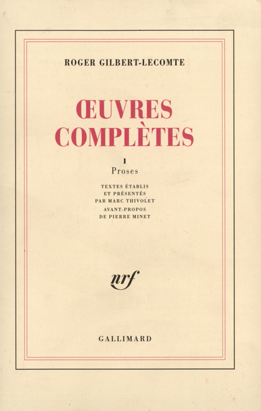 Œuvres complètes, Proses (9782070285587-front-cover)