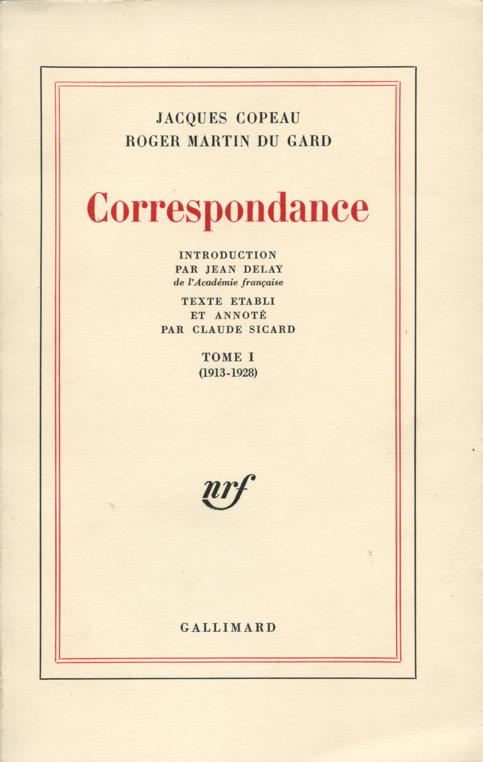 Correspondance, (1913-1949) (9782070281183-front-cover)