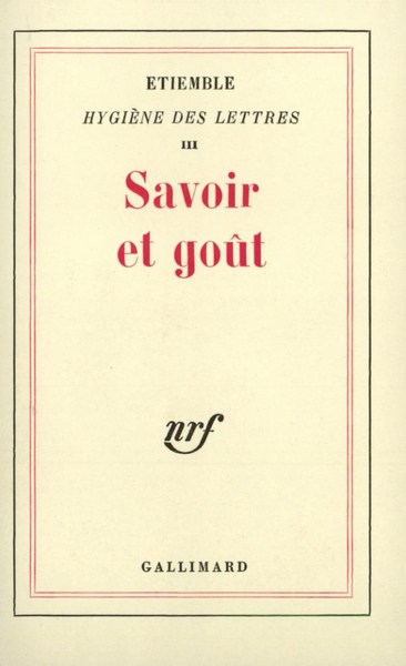Savoir et goût (9782070222650-front-cover)
