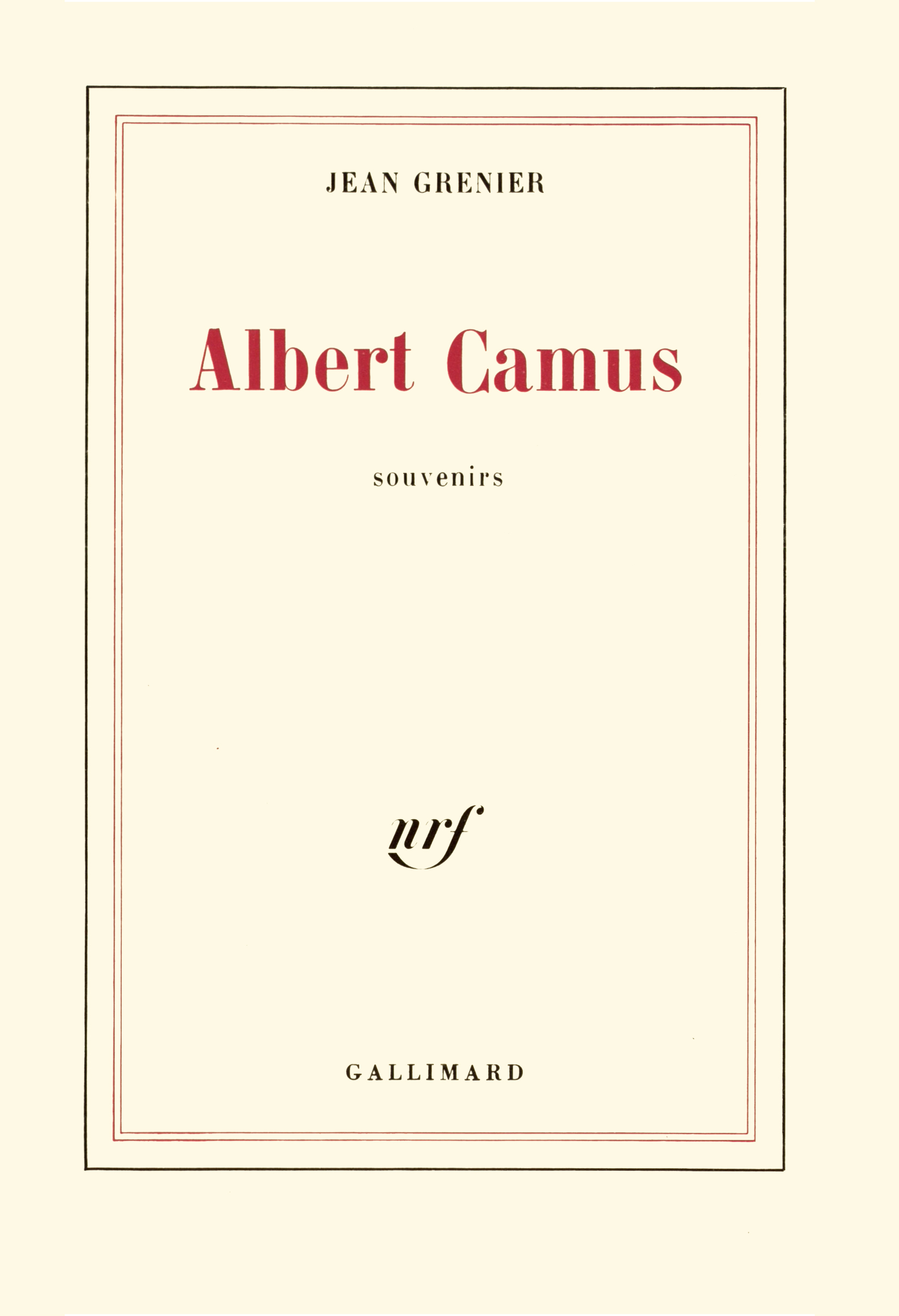 Albert Camus, Souvenirs (9782070270460-front-cover)