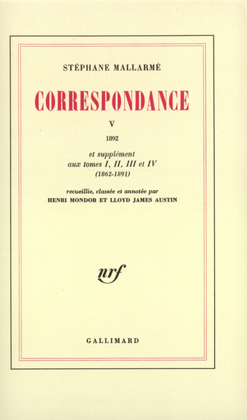 Correspondance, 1892 (9782070228416-front-cover)