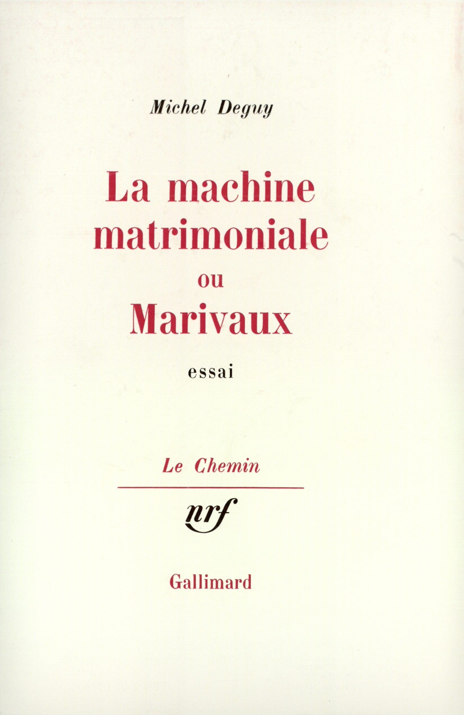 La machine matrimoniale ou Marivaux (9782070264063-front-cover)