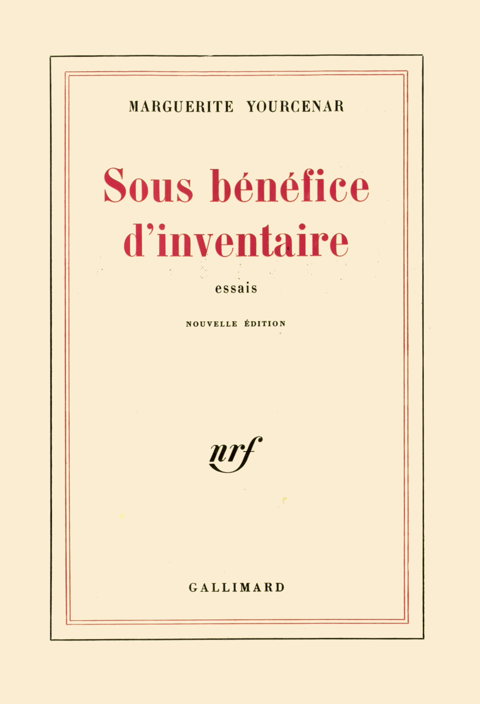 Sous bénéfice d'inventaire (9782070272396-front-cover)