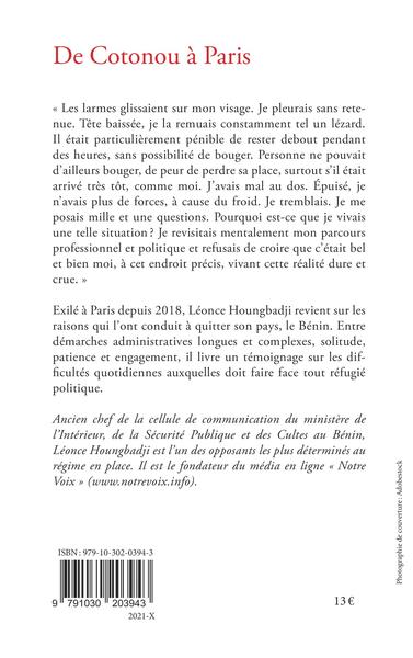 De Cotonou à Paris, Carnets d'un exilé politique en France (9791030203943-back-cover)