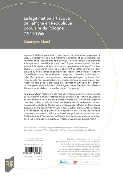 La légitimation artistique de l'affiche en République populaire de Pologne (1944-1968) (9791041301324-back-cover)