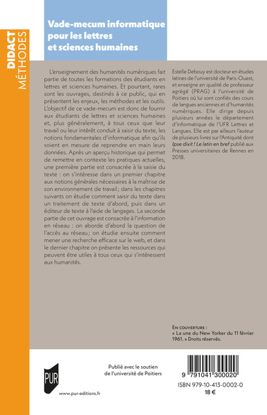 Vade-mecum informatique pour les Lettres et Sciences humaines (9791041300020-back-cover)