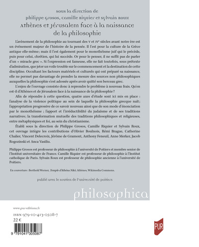 Athènes et Jérusalem face à la naissance de la philosophie (9791041305087-back-cover)