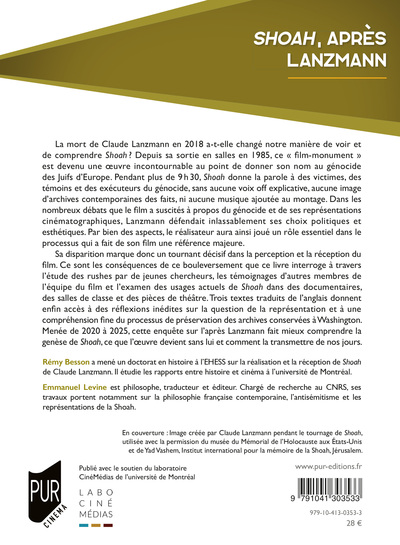 Shoah, après Lanzmann, Archives, témoignages, réceptions (9791041303533-back-cover)