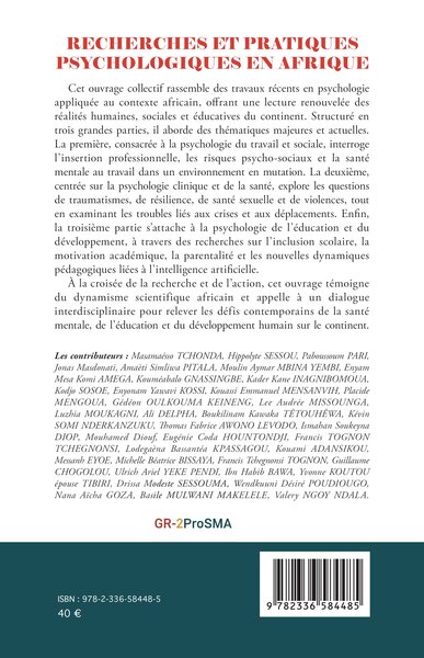 Recherches et pratiques psychologiques en Afrique (9782336584485-back-cover)