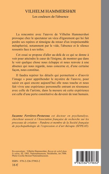 Vilhelm Hammershøi, Les couleurs de l’absence (9782336579832-back-cover)