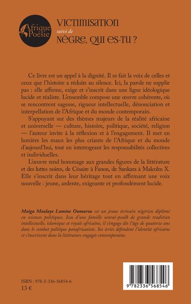 Victimisation suivi de Nègre, qui es-tu ? (9782336568546-back-cover)