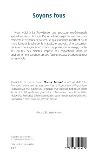 Soyons fous (9782336544472-back-cover)