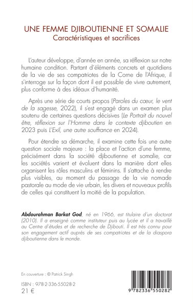 Une femme djiboutienne et somalie, Caractéristiques et sacrifices (9782336550282-back-cover)